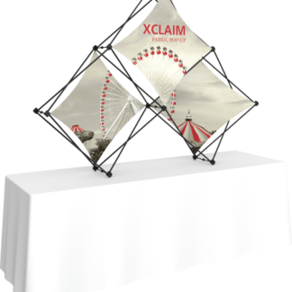 Xclaim 8ft Tabletop 3 Quad Pyramid Fabric Popup Display Kit 01