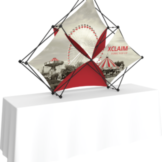 Xclaim 8ft Tabletop 3 Quad Pyramid Fabric Popup Display Kit 02